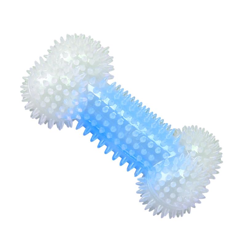 JQCUJQA Dog Squeaky Bone Chew Toy for Aggressive Chewers Durable Dog Rubber Bone Toy Dogs Teeth Cleaning and Training (Blue Glow in The Dark)