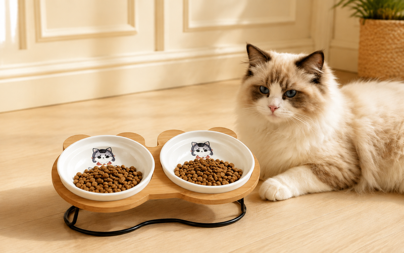 Ceramic Spine Protection Cat Bowl Holder