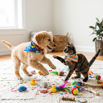 Puppy playing with NimoPets Toys