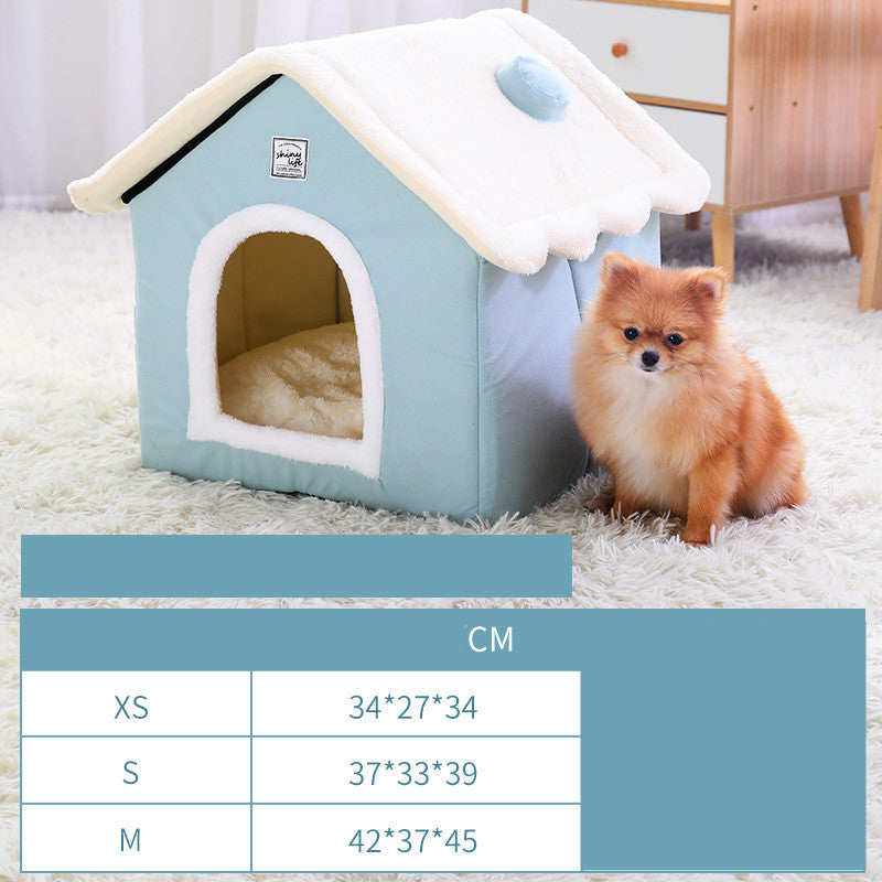 Warm Closed Dog Kennel House, Soft Cloth, Sizes S to L
